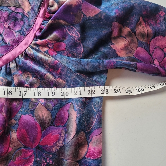 Vintage Appel Gorgeous Velour Dark Floral Full Length Women's Robe - Picture 9 of 11